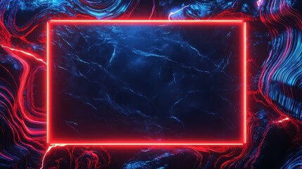 Aufkleber - Striking abstract background with a glowing red frame against fluid blue and red textures, representing energy and technology. Perfect for presentations, digital art, website headers, and futuristic d