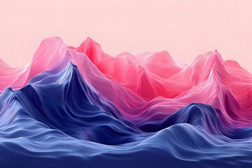 Poster - Abstract depiction of colored layered flowing mountain landscape
