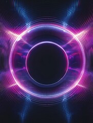 Fototapete - Dazzling circular light tunnel with vibrant neon glow, symbolizing portal, technology, and energy. Ideal for futuristic backgrounds, digital art, sci-fi themes, and abstract designs.