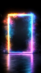 Poster - Neon portal with vibrant colors creating a futuristic backdrop in a tech-inspired environment