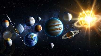 Wall Mural - A Beautiful and Artistic Display of Celestial Bodies and Space