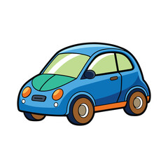  Blue cartoon car vector illustration isolated on white background