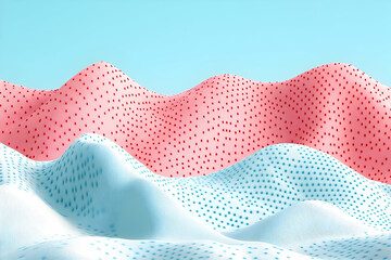 Poster - Abstract landscape of textured flowing surfaces with dot patterns