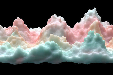 Poster - Colorful abstract landscape design featuring mountainous cloudy structures and dark background