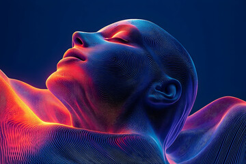 Poster - A vibrant abstract illustration of a human face and form