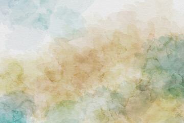 Wall Mural - Brown and green abstract watercolor background. Hand drawn tender texture.