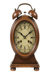 Aufkleber - Vintage wooden alarm clock, isolated on a transparent background, showcasing a classic design, symbolizing time, tradition, and nostalgia, perfect for vintage or home decor concepts, png image