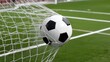 © CreativeCreators - Soccer ball in a net, suggesting success. This stock image could be used to represent goals or accomplishment.