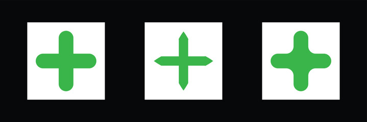 Poster - Plus Icons set. Add plus icon. Addition sign. Medical Plus icon