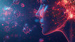 © SakurraViki  - Human Face with Neural Network and Viral Pathogens Visualization. Virus Spread. Futuristic 3D digital illustration showing a human face surrounded by neural network connections and floating virus