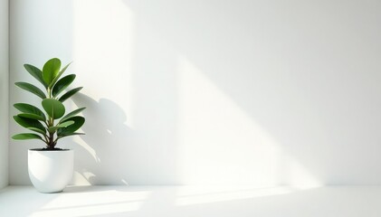 Wall Mural - Clean minimalist aesthetic, pristine white backdrop, close-up, graphic