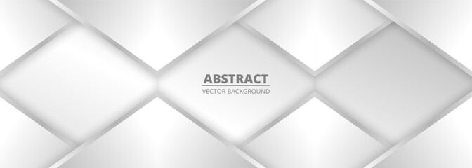 Aufkleber - Wide 3d geometric abstract background with silver gradient triangle shapes and shadows. Vector illustration