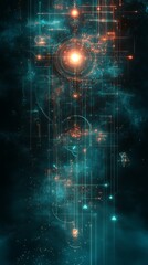 Poster - Exploring the depths of abstract neon shapes in a futuristic digital landscape