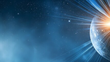 Wall Mural - Vibrant Abstract Representation of a Cosmic Scene with Starry Background and Radiating Light