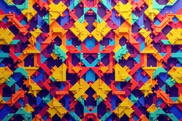 Wall Mural - interlocking geometric shapes forming a continuous pattern, motif, backdrop