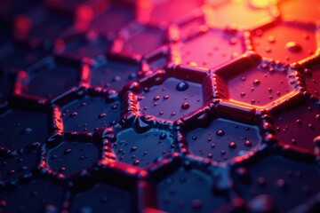 Wall Mural - Intricate tessellation of hexagons, vibrant hues, symmetry, repeat
