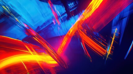 Poster - Dynamic and vibrant abstract art that features streaks of yellow, red, and blue, with contrasting colors and a sense of movement wallpaper background
