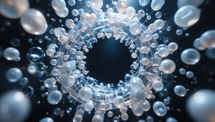 Poster - Dynamic particle animation digital space abstract visuals 3d environment close-up view conceptual design for visual effects
