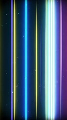 Poster - Futuristic vertical neon lights create a vibrant backdrop for innovative technology visuals