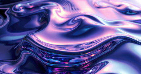 Poster - mesmerizing abstract design featuring flowing, iridescent waves of purple and blue hues, creating sense of depth and movement. smooth texture adds captivating visual appeal