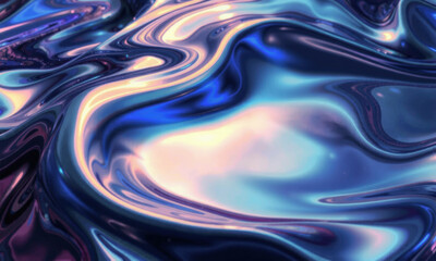 Poster - mesmerizing abstract background featuring fluid, swirling patterns shades of blue, purple, and silver, creating sense of depth and movement. glossy surface reflects light beautifully