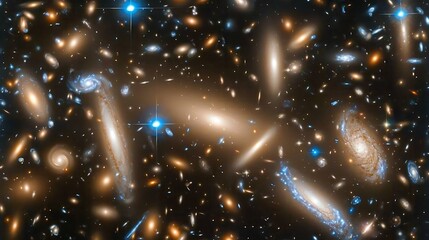 Poster - a deep space image featuring many galaxies and star clusters