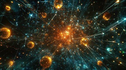 Poster - Abstract representation of cosmic interconnection and brilliant light propagation