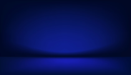 Poster - Blue Background,Studio wall room dark blue gradient with neon light reflect on floor,Vector 3D display podium stand  abstract background for digital,future technology