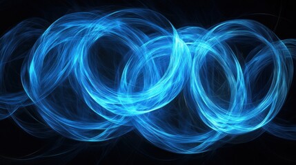 Poster - Mesmerizing Blue Energy Rings Against a Dark Backdrop Abstract Design