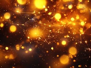 Fototapete - Glowing particles and networks abstract art digital illustration vibrant atmosphere close-up view science concept