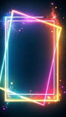 Poster - Futuristic neon frame with bright sparks for innovative video backgrounds in 4K resolution