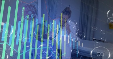 Poster - Discussing patient data, healthcare professionals using 5G tech with animation graphs