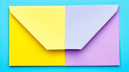 Poster - Two Colorful Paper Envelopes Placed On A Blue Surface