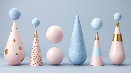 Poster - Pastel colored abstract shapes are arranged artfully in the image