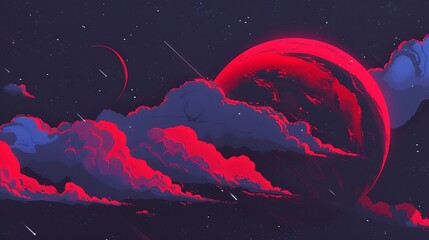 Poster - a surreal cosmic landscape featuring planets and celestial phenomenon