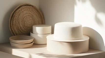 Poster - Natural and minimalistic home decor featuring elegant circular designs in soft neutral tones