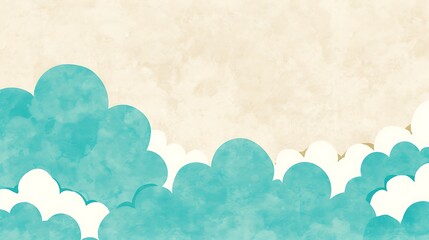 Poster - Illustrated watercolor clouds of blue and white on a textured background