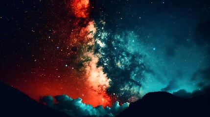 Poster - a stunning image of the vast and colorful night sky
