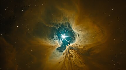 Poster - a bright star illuminating a vibrant interstellar gas cloud formation