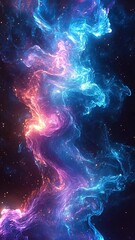Fototapete - Futuristic cosmic background with vibrant colors and luminous waves in a tech-inspired setting
