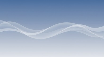 Poster - Abstract Blue Background with Elegant White Wavy Lines Design