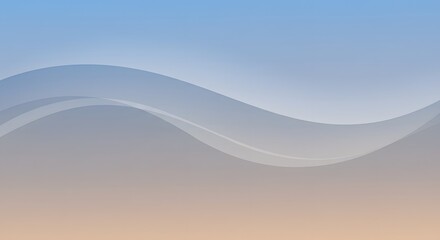 Poster - Abstract Gradient Background with Light Blue and Beige Wavy Lines