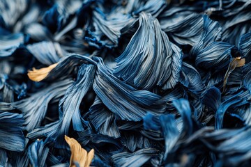 Poster - An abstract close-up of textured blue flower petals with delicate details, showcasing a monochromatic palette and creating a mesmerizing, organic composition for wallpaper.