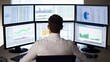 © thenort - Man analyzing financial data on multiple computer screens.