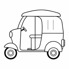 Poster - Auto Rickshaw Outline Coloring Book Page Line Art