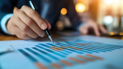 Poster - Analyzing Business Data: A Close-Up of Financial Charts and Graphs