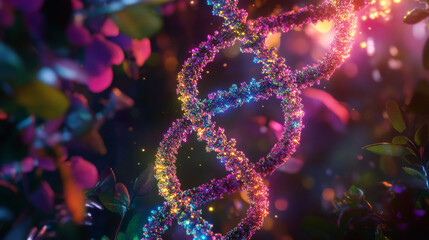 DNA digital, sequence, code structure with glow. Science concept and nano technology background. vector design.