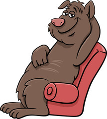 Wall Mural - cartoon brown dog animal character sitting on armchair
