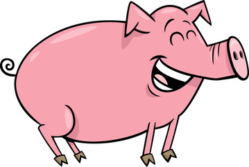 Wall Mural - happy cartoon pig or piglet farm animal character