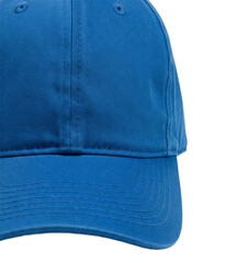 Poster - Close-up of blue fabric texture of baseball cap, isolated on a transparent background, showcasing its detail and smooth surface, ideal for apparel or sports design png image